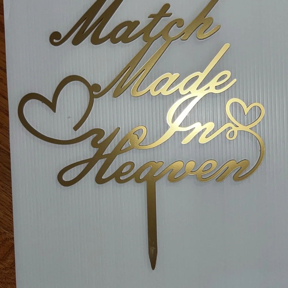 Match Made In Heaven Cake Topper Gold